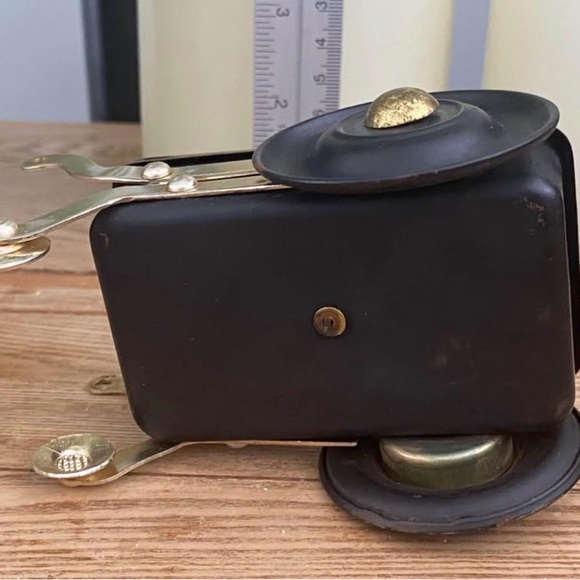 Vintage Mid-Century Brass & Glass Salt and Pepper Shakers | MCM Wheelbarrow Cart - Picture 2 of 10